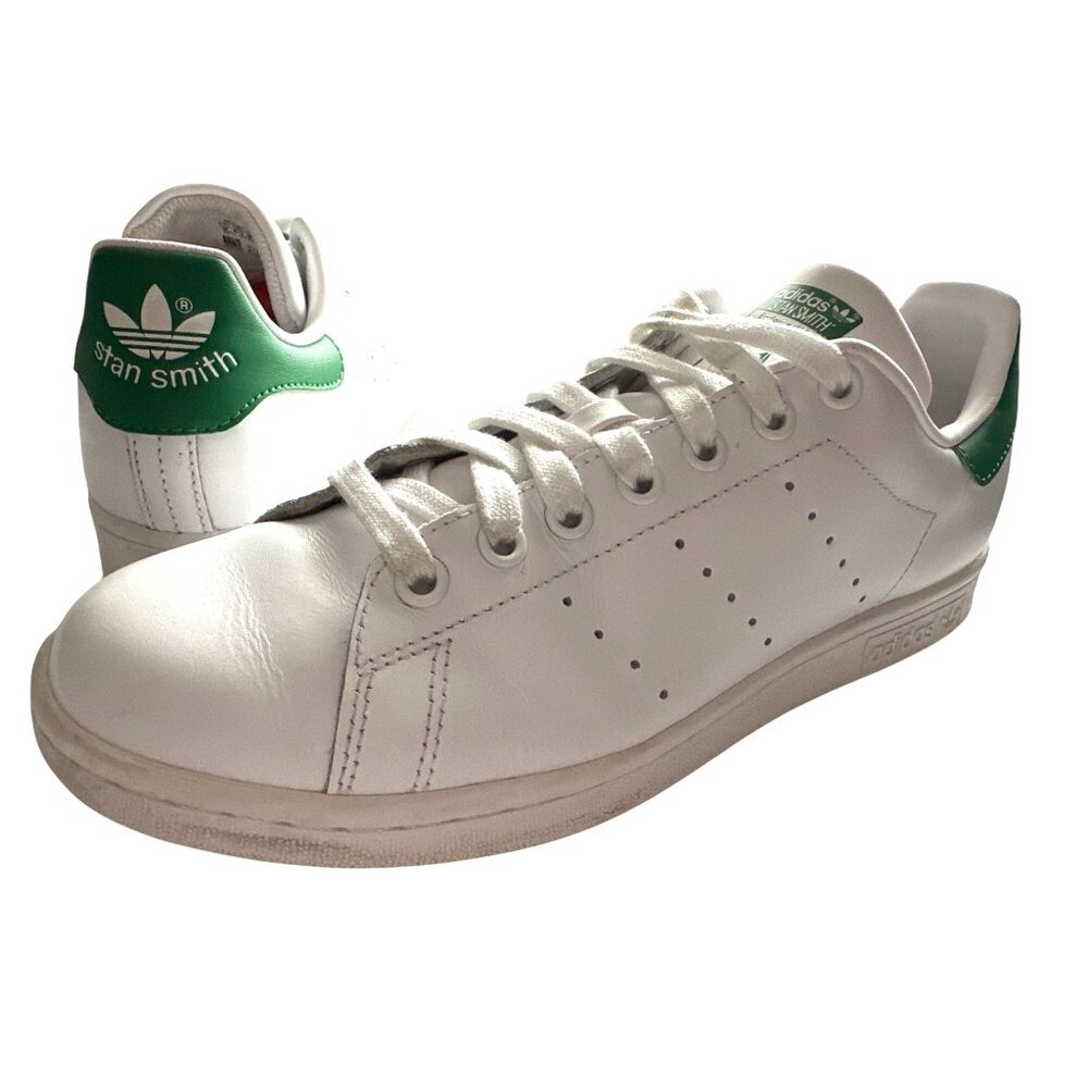 Adidas Sneakers Stan Smith Special Edition White & Green Leather Tennis Size 8